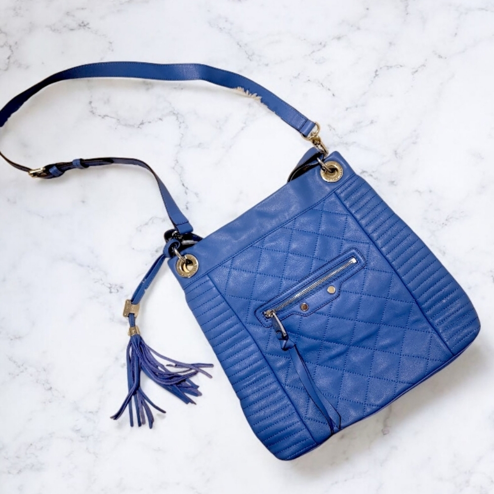 *Aimee Kestenberg Blue Quilted Crossbody Leather Bag*